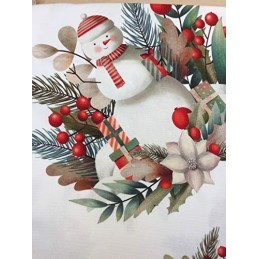 TAG HOUSE Tovaglia Puro Cotone di qualità Made in Italy Dis. Snowman Pupazzo di Natale (Ovale 180 x 280 cm)