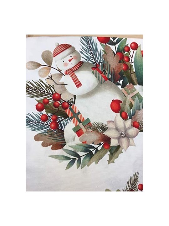 TAG HOUSE Tovaglia Puro Cotone di qualità Made in Italy Dis. Snowman Pupazzo di Natale (Ovale 180 x 280 cm)