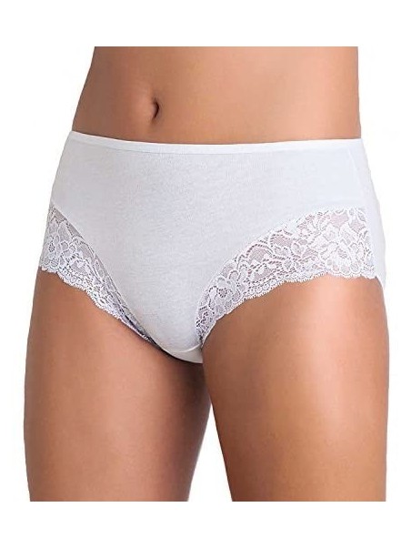 Cotonella Women's L'Altra White Floral Lace Cotton 2 Pack Brief