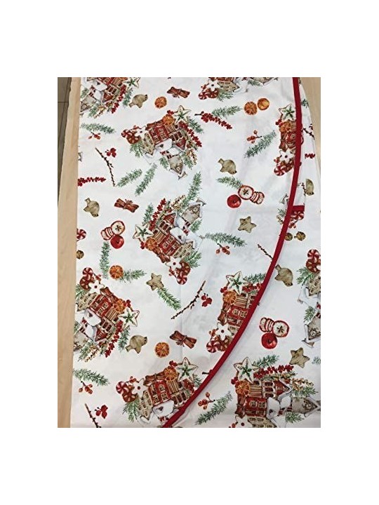 TAG HOUSE Tovaglia Puro Cotone di qualità Made in Italy Dis. Hansel Casette di Natele (Tonda 180 cm)