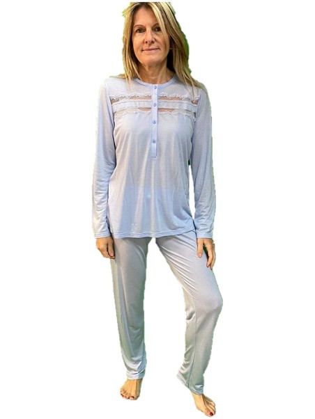 Linclalor Pigiama Donna Modal Art. 03443 con Inserto Pizzo