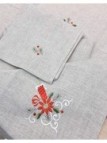 GENTEX Tovaglia con tovaglioli antimacchia con Candele Ricamate Natale (Bianco, 6 posti)