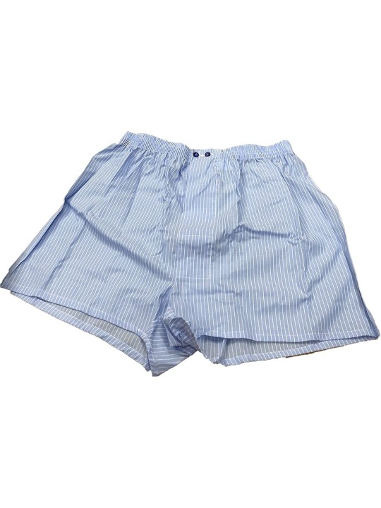 Boxer in Tela Batista di Puro Cotone con Bottone Davanti a Righe Made in Italy