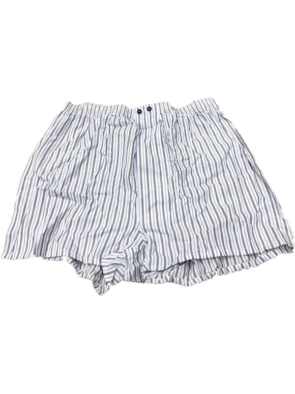 Boxer in Tela Batista di Puro Cotone con Bottone Davanti a Righe Made in Italy