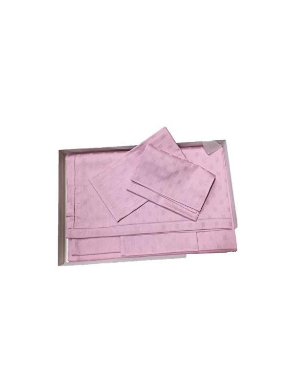 TAG HOUSE Tovaglia in fiandra a damina Orlo a Giorno con tovaglioli Puro Cotone Made in Italy (12 posti 170 x 270 cm)