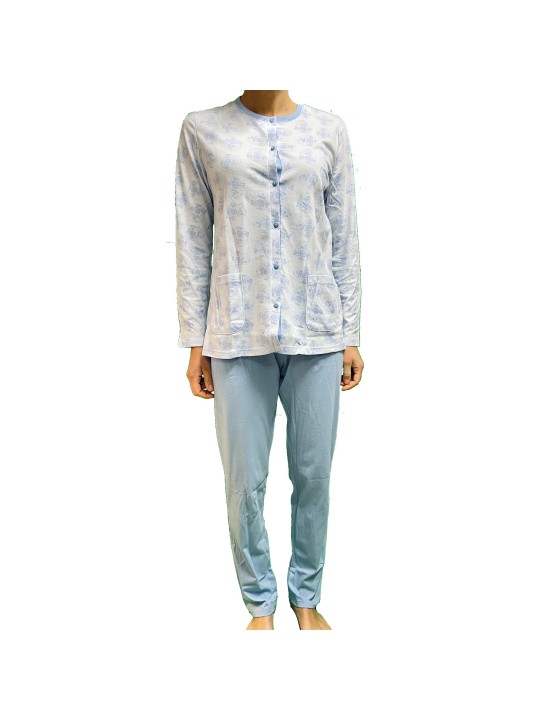 Pigiama donna aperto davanti puro cotone artr. 74041