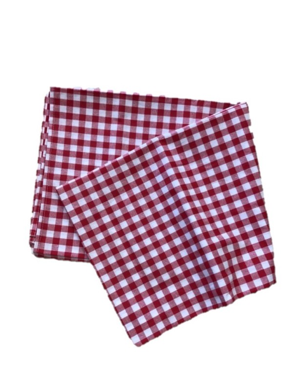 Zambaiti Tovaglia da tavola a quadretti rossi puro cotone made in Italy art. cortina