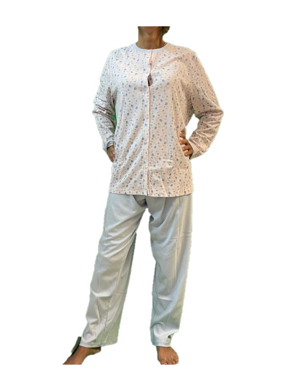 Linclalor Pigiama donna in caldo cotone aperto davanti art. 92625