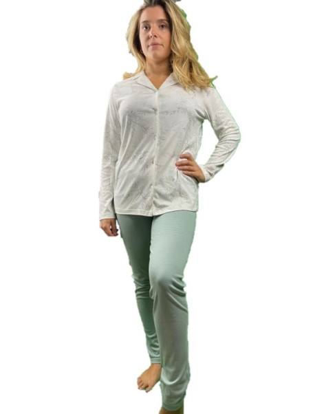 Bisbigli pigiama donna puro cotone termico aperto davanti art. 92695