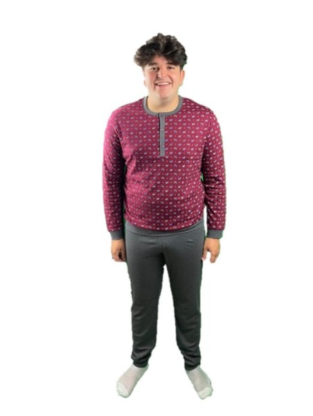 Linclalor Pigiama uomo in cotone termico art. 92646 cani