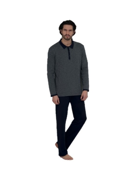 Linclalor Pigiama uomo a polo in cotone termico art. 77652