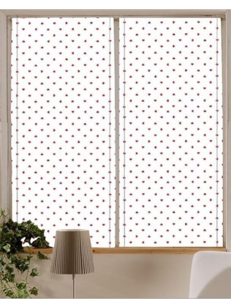 Tex-ind Coppia tende per finestra o portafinestra stampa cuori made in Italy art. Mia