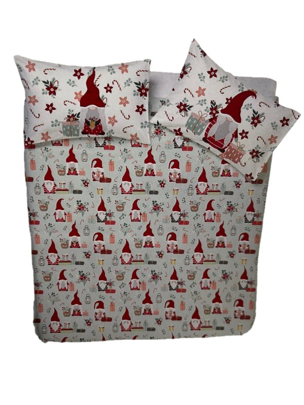 Happidea Parure copripiumino puro cotone elfi di Natale made in Italy