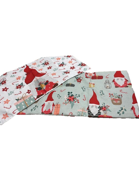 Happidea Parure copripiumino puro cotone elfi di Natale made in Italy
