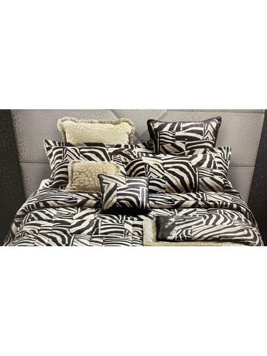 Roberto cavalli Copriletto trapuntato leggero in raso di puro cotone made in Italy art. Zebra patch
