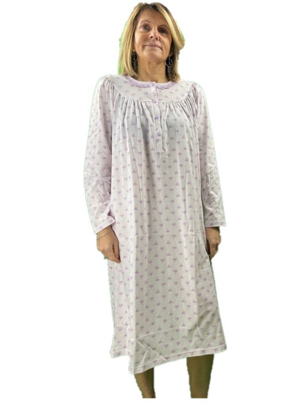 Linclalor Camicia da notte manica lunga in puro cotone stampato art. 74459