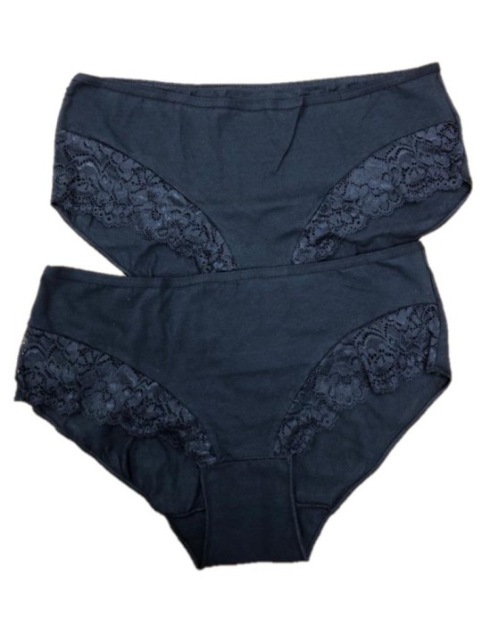 Cotonella Women's L'Altra White Floral Lace Cotton 2 Pack Brief