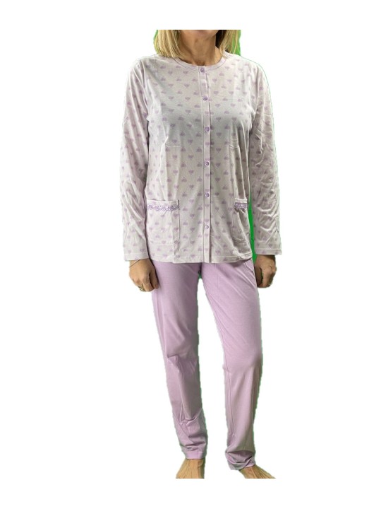 Linclalor Pigiama donna in puro cotone aperto davanti art. 74463