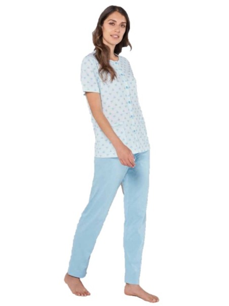 Linclalor Pigiama donna manica corta pantalone lungo puro cotone art. 74461