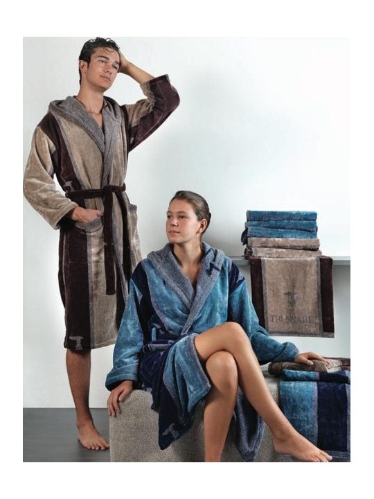 Trussardi Accappatoio unisex con cappuccio in spugna velur di cotone art. Milano