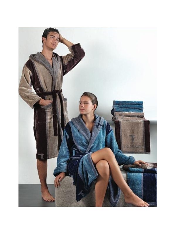 Trussardi Accappatoio unisex con cappuccio in spugna velur di cotone art. Milano