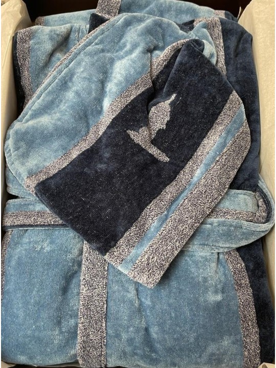 Trussardi Accappatoio unisex con cappuccio in spugna velur di cotone art. Milano