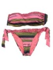 Vacanze Italiane Bikini a fascia con ferretto e coppe estraibili slip medio lacci con paillettes, made in Italy art. vi22-061