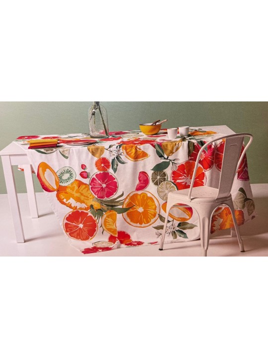 Tag House Tovaglia da tavola in panama di puro cotone made in Italy art. frutteto