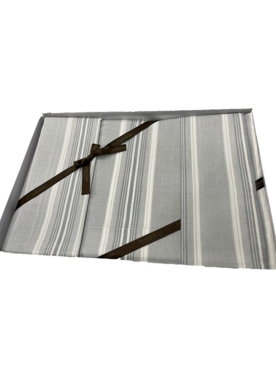 Trussardi Completo lenzuola matrimoniali in percalle di puro cotone pettinato, made in Italy Stripes