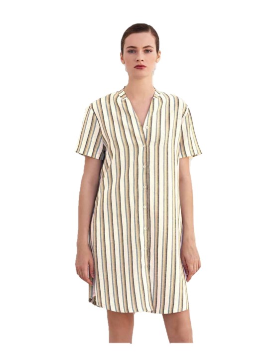 Bisbigli Camicia da notte abito casa  in lino e viscosa aperta davanti art. 21387