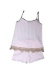 Bisbigli Pigiama donna spallina con balza pizzo in puro cotone lavorato art. 59055