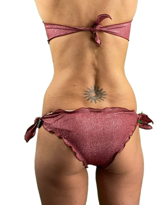 Summer Queen Bikini glitter fascia sfoderabile slip lacci made in Italy art. SQ9011