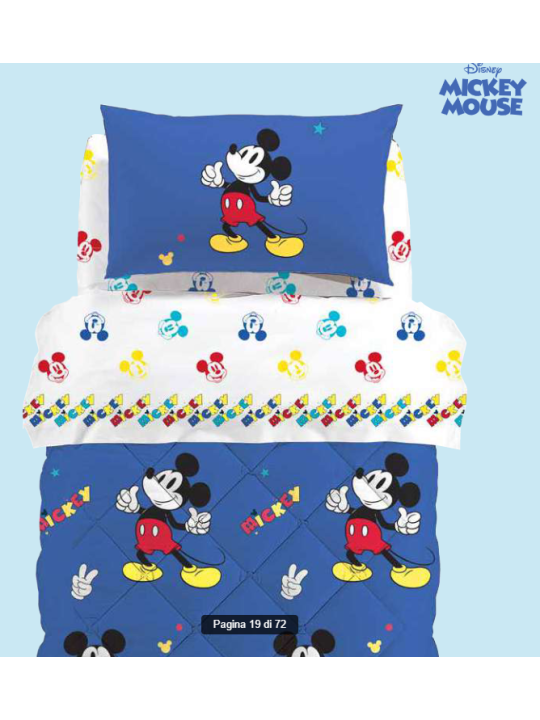 Caleffi Completo lenzuola per letto singolo in puro cotone art. Mickey retro'