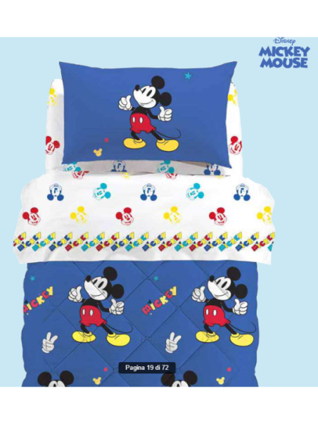 Caleffi Completo lenzuola per letto singolo in puro cotone art. Mickey retro'