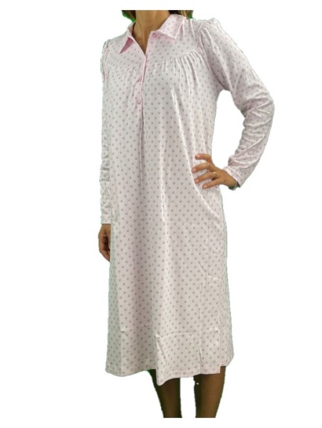 Linclalor Camicia da notte in cotone caldo con colletto art. 92754