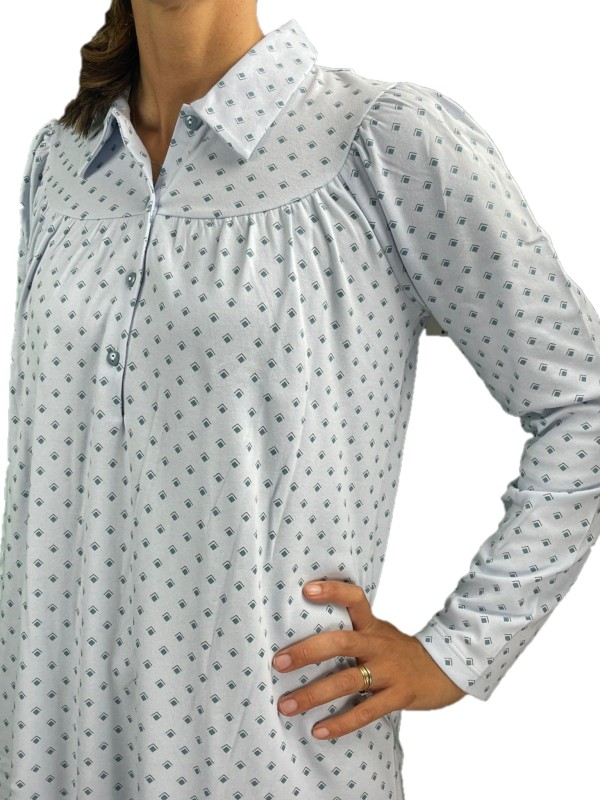 Linclalor Camicia da notte in cotone caldo con colletto art. 92754