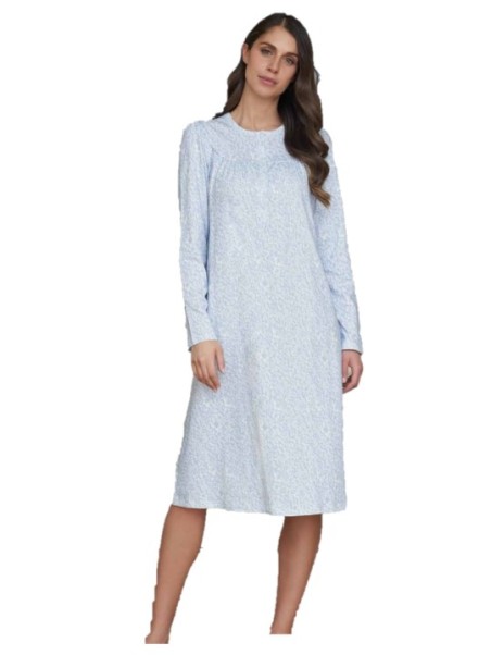 Linclalor Camicia da notte in caldo cotone con carrè art. 92765