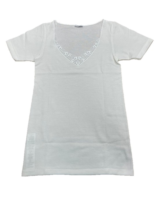 Ragno Maglia donna manica corta lana merino e cotone art. D219A7