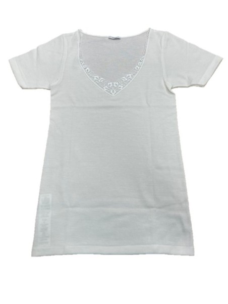 Ragno Maglia donna manica corta lana merino e cotone art. D219A7