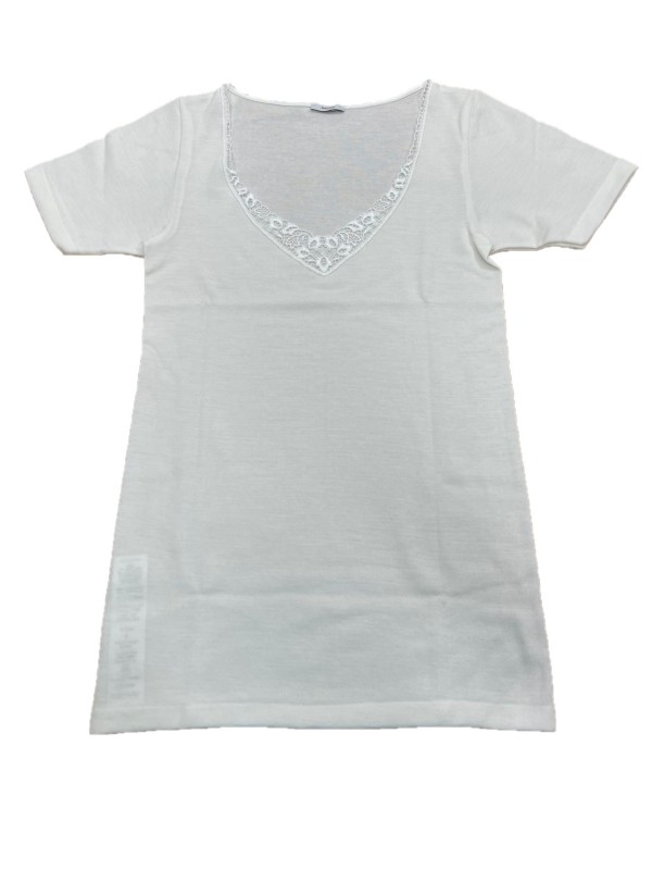 Ragno Maglia donna manica corta lana merino e cotone art. D219A7
