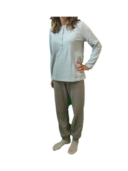 Linclalor Pigiama donna in cotone felpato punto milano art. 77778