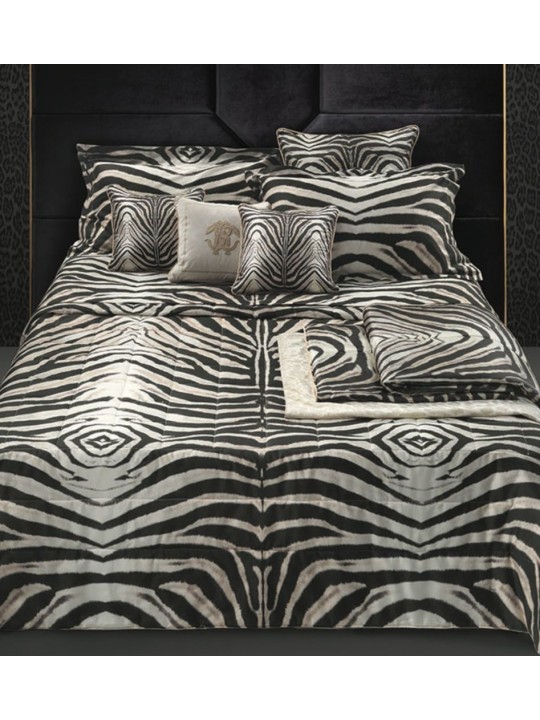 Roberto Cavalli Completo copripiumino in raso di puro cotone made in Italy art. Mirror Zebra