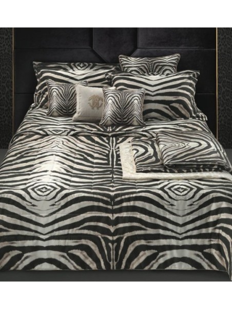 Roberto Cavalli Completo copripiumino in raso di puro cotone made in Italy art. Mirror Zebra