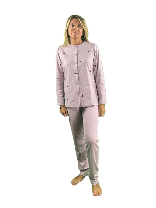 Bisbigli Pigiama donna in caldo cotone aperto davanti art. 92785