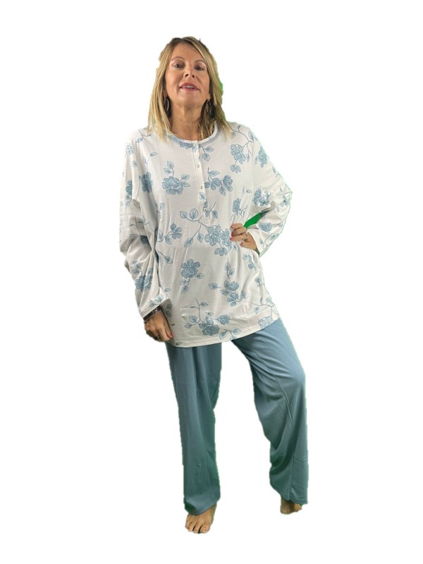 Linclalor Pigiama donna in puro cotone caldo taglie forti art. 92761