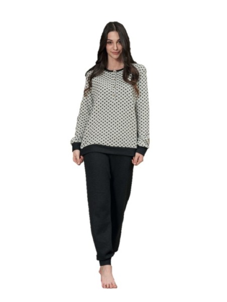 Bisbigli Pigiama donna in cotone felpato punto milano stelline art. 77768