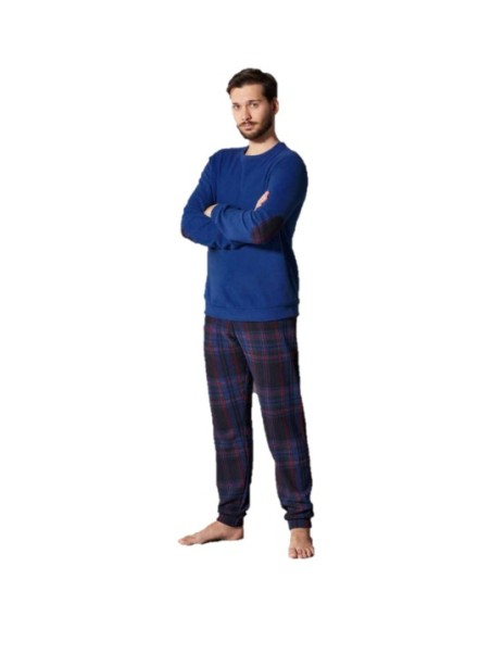 Linclalor Pigiama uomo girocollo in cotone felpato punto milano art. 77821