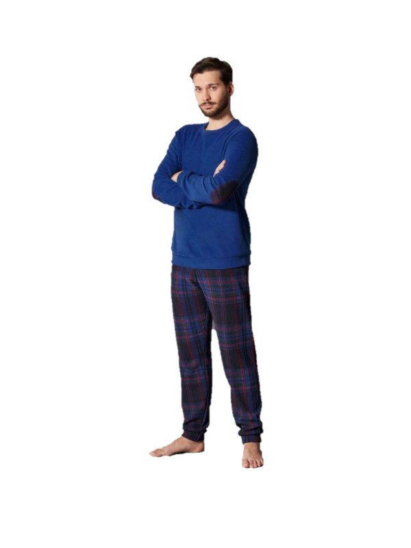 Linclalor Pigiama uomo girocollo in cotone felpato punto milano art. 77821