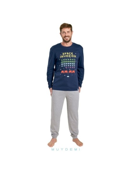 Muydemi Pigiama uomo in caldo cotone stampa Pakman art. 350031