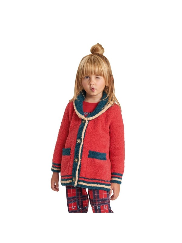 Muydemi Vestaglia bimba a giacca in morbido coral cinigliato art. 654653